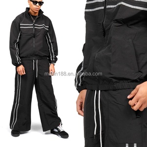 Custom 3m Reflective Wholesale Lightweight Sweatsuit Two Piece Jackets and Nylon Pants Jogging Zip up Windbreaker Tracksuit <b>Set</b> - Product Image 6