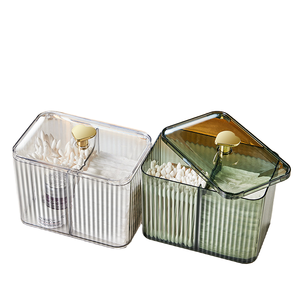 多功能耐用塑料宠物盒桌面棉签化妆储物带盖办公文具容器长方形 - Product Image 1