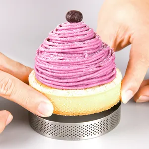 Ustensiles de cuisson rond en acier inoxydable perforé anneau à tarte aux fruits cercle gâteau souris anneau 50*20mm