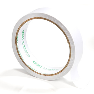 Cinta Adhesiva de Doble Cara de Papel de Algodón Deli, 24 mm x 10 yardas, 80 micras, Blanca, Paquete de 12 Rollos, Material de Papelería para Manualidades - Product Image 4