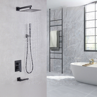 Ensemble de robinetterie de douche chromé en acier inoxydable, matériau tout cuivre, jet pluie, design moderne, certifié transfrontalier, mitigeur eau chaude et froide