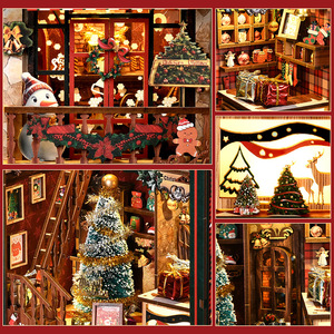 DIY Christmas Wooden House Model Musical <b>3D</b> Assembly <b>Bookend</b> For Teenagers Gift - Product Image 4