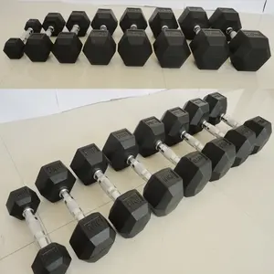 Custom Hex Rubber Coated Iron Dumbbell Unisex Gym Training Equipment For Home Exercise Available In 2.5kg 5kg 50kg Weights