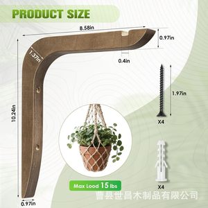 Solid Wood <b>Wall</b> Mounted Plant Holder Hooks Nordic Style Hanging <b>Flower</b> Pot Rack For Indoor Outdoor Use - Product Image 4