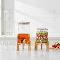 Distributeur de boissons en verre borosilicate soufflé à la main, nouveau, excellent rapport qualité-prix, capacité 4,5L/7L, style minimaliste, transparent