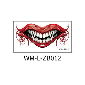 Halloween blague maquillage temporaire tatouages autocollant pour visage Joker tatouage horreur bouche saignement cicatrice réaliste cosmétique tatouage