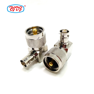 Adaptor Konektor Konverter RF Coaxial UHF <span class=keywords><strong>PL</strong></span>-259 Male ke BNC Female 90 Derajat, Bahan Kuningan, Pasokan Produsen - Product Image 3