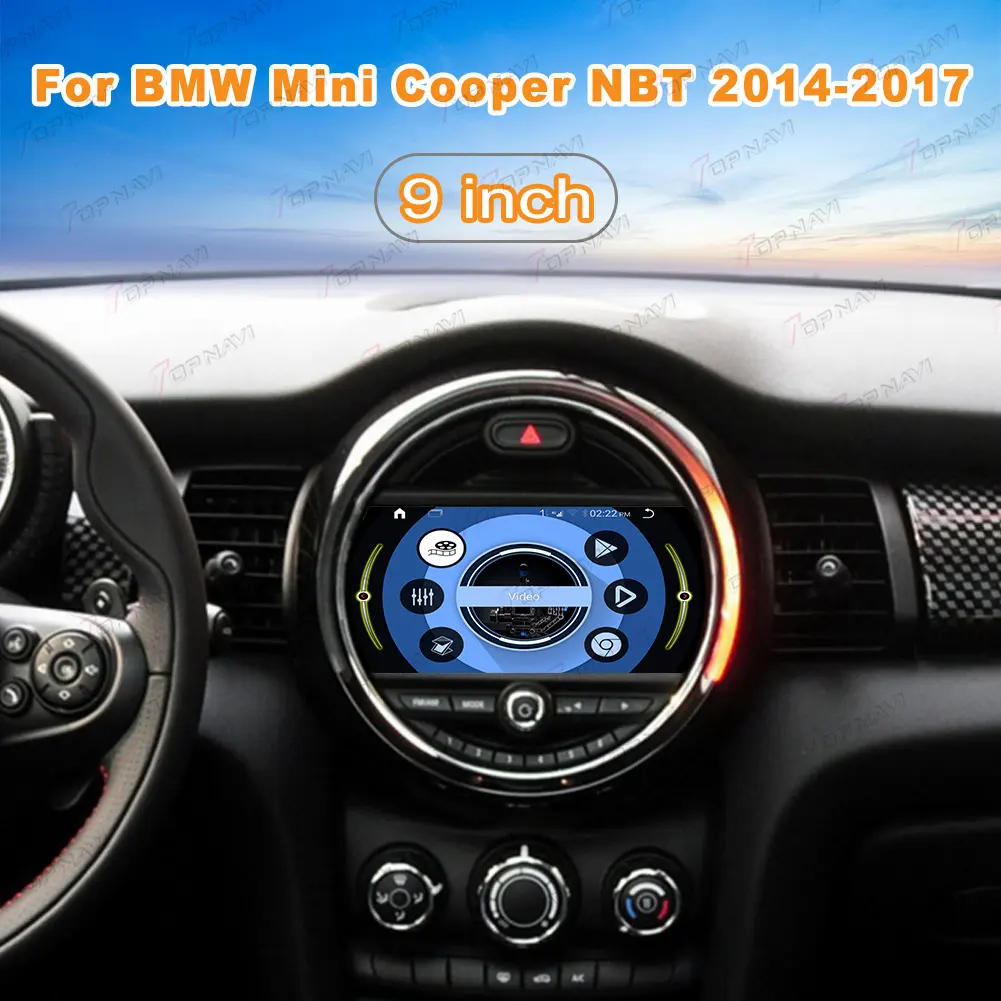 GPS stéréo de voiture Android Auto Wireless Carplay, lecteur multimédia de voiture 9 pouces pour Mini Cooper F55 F56 2014 2015 2016