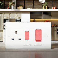 Interrupteur mural double pôle DP blanc 45A de norme britannique pour unité de commande de cuisinière de cuisine