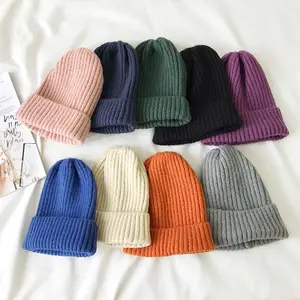 2020 बुना हुआ टोपी के लिए महिलाओं यूनिसेक्स Beanies लड़कियों कैप ठोस सर्दियों गर्म टोपी