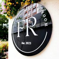 Enseigne personnalisée 3D rétroéclairée par LED, logo rond en acrylique doré pour salon de beauté, spa, salon de coiffure, bar, salle de jeux, décoration intérieure de magasin