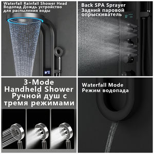 Top 1 High End Back Jet Spa Massage Wall Mounted Shower System <strong>Grey</strong> LED Display Mixer Smart Bathroom Waterfall Rain Shower <strong>Panel</strong> - Product Image 2