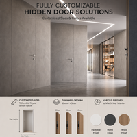 Porte invisible minimaliste italienne sans cadre à lattes verticales en bois avec charnière dissimulée pour villa, salon et chambre