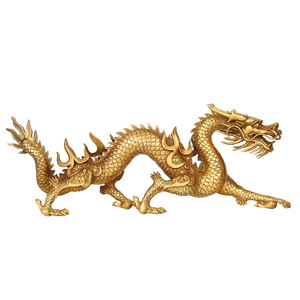 Figurine de dragon en laiton de Copper World, dorée, faite à la main, style chinois, décoration pour la maison, le salon, le bureau, cadeau - Product Image 4