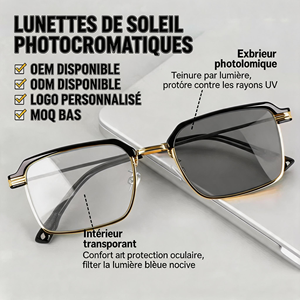 Lunettes de soleil photochromatiques en gros avec verres de prescription, logo OEM personnalisable, MOQ flexible - Product Image 1
