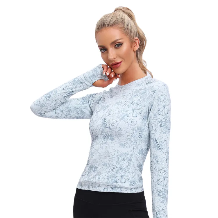 Four-Way Stretch Activewear OEM Custom Long Sleeve Sports Running Athletic Top Slim Fit Workout Shirts yoga suit wear for Women