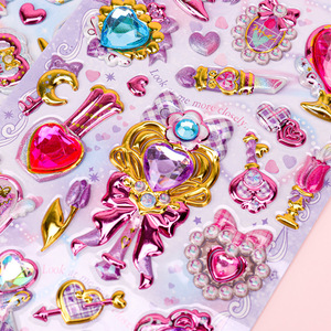 Enfants dessin animé mignon animaux 3D autocollants acryliques avec soulagement bonbons lapin cristal autocollants journal décor - Product Image 6