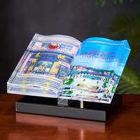 NOUVEAU Trophée de livre en cristal de gravure personnalisé avec base noire Prix du livre en cristal MH-N99