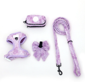 Meise工場カスタム ラグジュアリー 子犬用リーシュカラー 調節可能 ペットうんちバッグ バンダナ リバーシブル 通気性ネオプレンセット 犬用ハーネス - Product Image 4