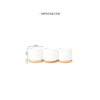 Dropshipping Pots ronds blancs en céramique pour plantes, pot de fleurs moderne en forme de cylindre avec trou de drainage et plateau en bambou