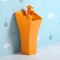 Lavabo sur pied multicolore pour enfants, en céramique, pour la rénovation des toilettes des écoles et des maternelles