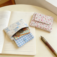 Dompet Koin Anti Maling Mini Katun Berkualitas Tinggi dengan Cetak Sublimasi Custom Pabrik, Kantong Uang Kecil Lucu, Dompet Lipstik dengan Resleting