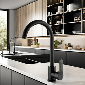 <span class=keywords><strong>Robinet</strong></span> de <span class=keywords><strong>cuisine</strong></span> thermostatique monocommande noir à col de cygne, avec douchette extractible pour <span class=keywords><strong>eau</strong></span> froide, en laiton moderne, type pratique, KAWAL - Product Image 4