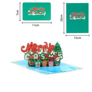 Carte de vœux pop-up artisanale de Noël avec lettres colorées, motif Père Noël, pour remerciement, bénédiction, souvenir, cadeau, vente en gros - Product Image 4