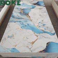 ROKE Haute Brillant Étanche En Plastique Pvc Feuilles Plaque De Marbre Blanc Or Uv Pvc Marbre Panneau Mural