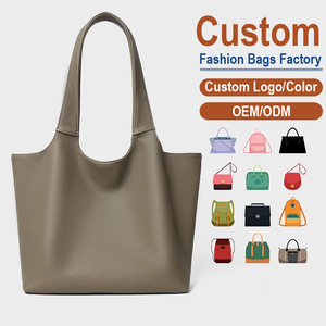 Factory Direct Fashion <b>Large</b> Capacity Genuine Leather Tote Bag, <b>Pebbled</b> Cowhide Shoulder Bag - Product Image 1