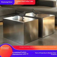 Table basse en acier inoxydable, style moderne minimaliste, forme irrégulière, meubles de salon sur mesure, usage polyvalent