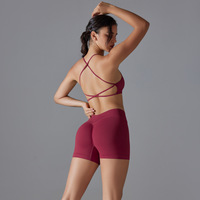 Nouveau Yoga Cross Beauté Dos Sous-Vêtements De Sport Yoga Shorts Deux Pièces Ensemble À Séchage Rapide Respirant