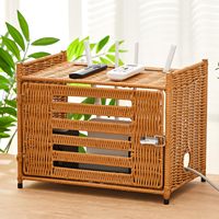 Caja Ocultadora de Router de Mimbre, Soporte para Wi-Fi, Estante, Caja de Almacenamiento para Proyector, Cubierta para Módem, Organizador Decorativo