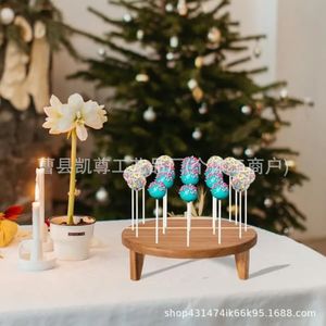 Support à desserts en bois, plateau de présentation de bonbons pour enfants, présentoir de comptoir, support pour sucettes, base de présentation, présentoir à bonbons rond en bois massif - Product Image 2