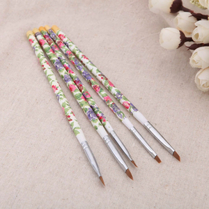 5 Pcs Nail Art Brush Set Nylon Crimped Ferrule Printing Handle Flat Slant Gel Nail Painting Manicure Salon Nail Brushes Kit - Product Image 1