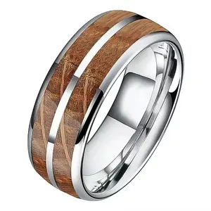 Schmuck 8mm Whisky Barrel Eiche Holz Inlay Wolfram karbid Ring für Männer Frauen Mode Verlobung Ehering