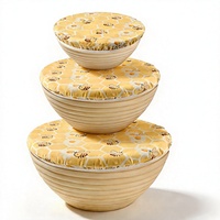 Couvre-bols réutilisables en cire d'abeille - 3 pièces, enveloppes alimentaires élastiques en coton, bonnets de bain pour la levée de la pâte et la cuisson du pain