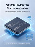 STM32H743ZIT6 ARM Cortex-M7 MCU, DP-FPU DSP, 400MHz, 2MB Flash, 1MB RAM, Caché L1, Acelerador ART, Interfaz de Memoria Externa, LQFP-144