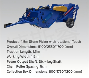 Tracteur automatique de 1.5m 1.2m, machine de nettoyage de <span class=keywords><strong>pierre</strong></span> remorquée, débris de glissement de boue pour la récupération des terres agricoles - Product Image 6