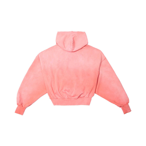 Sudadera con Capucha de Algodón Puro de Alta Calidad, Color Rojo Anaranjado Deslavado, Estilo Retro Europeo Americano, para Uso Diario, Lavado Ácido, Corta - Product Image 2