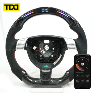 Volante de Fibra de Carbono Brillante TDD con Costuras Rojas Compatible con Porsche 911 718 918 Cayman Taycan Panamera Macan Cayenne 996 - Product Image 2