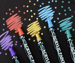 Set di pennarelli in acrilico a doppia punta Non tossico penna ad acquerello colori 100 in acrilico Touch evidenziatore pennarelli per il disegno - Product Image 5