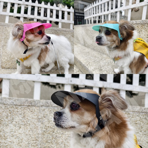 Chapeau de soleil pour chien, couleur unie, en plastique, résistant aux UV, accessoires d'été pour petits chiens - Product Image 1