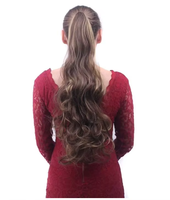 LONGFOR Perruque de queue de cheval en cheveux synthétiques non traités de 20 pouces avec clip, sans perte et facile à appliquer pour les femmes noires