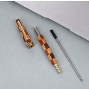 Ready Stock <b>Creative</b> Retro Bamboo Wood & Rotating Metal Ballpoint Pen Signature Promotional Pen for Advertising <b>Gift</b> - Product Image 2