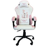 Chaise d'ordinateur ergonomique de jeu mignon rose avec repose-pieds inclinable chaise de jeu pour fille ado enfants
