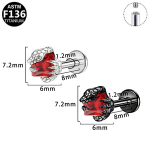 Pendiente de Titanio con Zirconia para Labret de Getta Body Jewelry, con Parte Trasera Plana, Ideal para Bodas, Fiestas o Regalos - Product Image 6