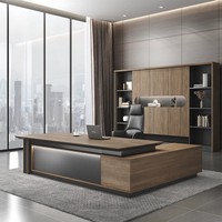 Scrivania Moderna Semplice in Rovere per Ufficio Commerciale con Tavolino Laterale Modello 8601 per Supervisore, Manager, Capo