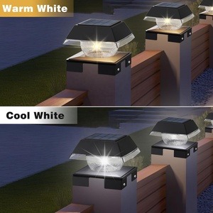 Luces Solares para Postes, Impermeables IP65, de Doble Color Ajustable, 12 LED Recargables, Ángulo de Haz de 360°, para Jardín Exterior, Postes de Madera - Product Image 5