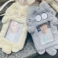 Porte-carte en ciment effet peluche pour cartes photo d'idols, pendentif de présentation et porte-carte d'identité universitaire